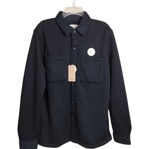 M1074)Nomad Men's Navy Button Front Cozy Sherpa Lined Shirt Jacket Small